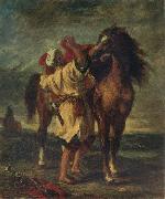 Arab Sadding His Horse Eugene Delacroix